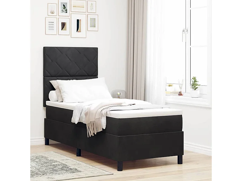 Cadre de lit avec matelas Noir 80 x 200 cm Velours