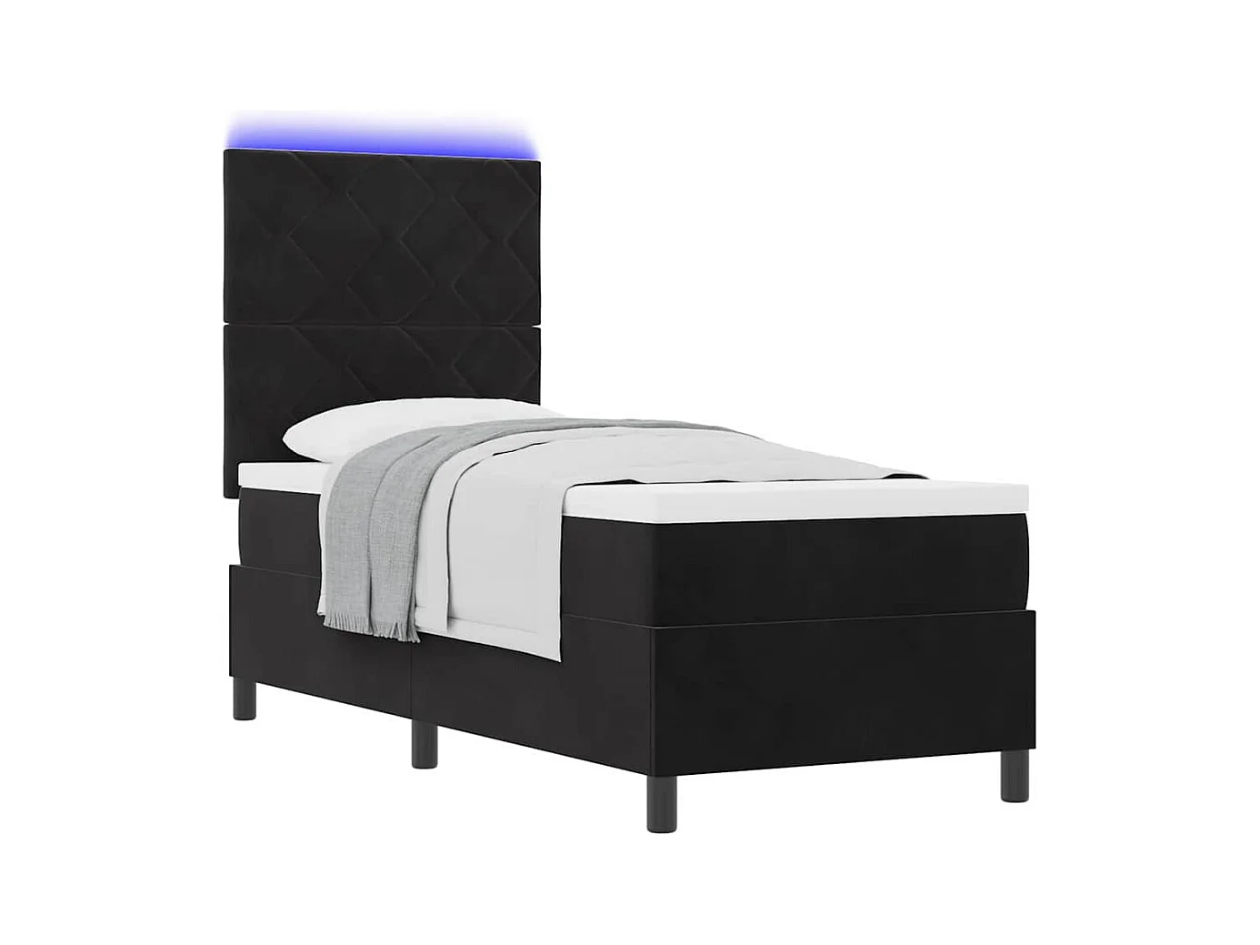 Cadre de lit avec matelas Noir 80 x 200 cm Velours