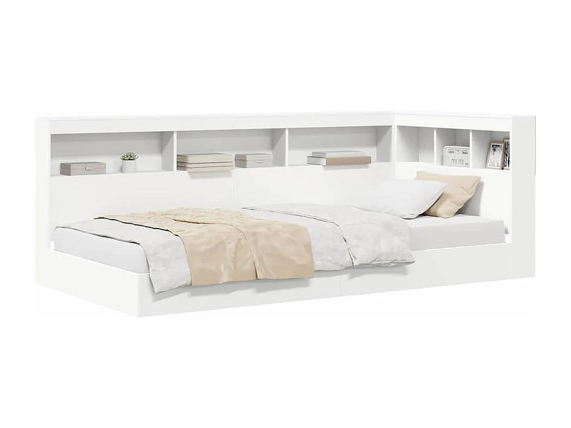 Boekenkast Bed met hoofdeinde Wit 100 x 200 cm Bewerkt hout