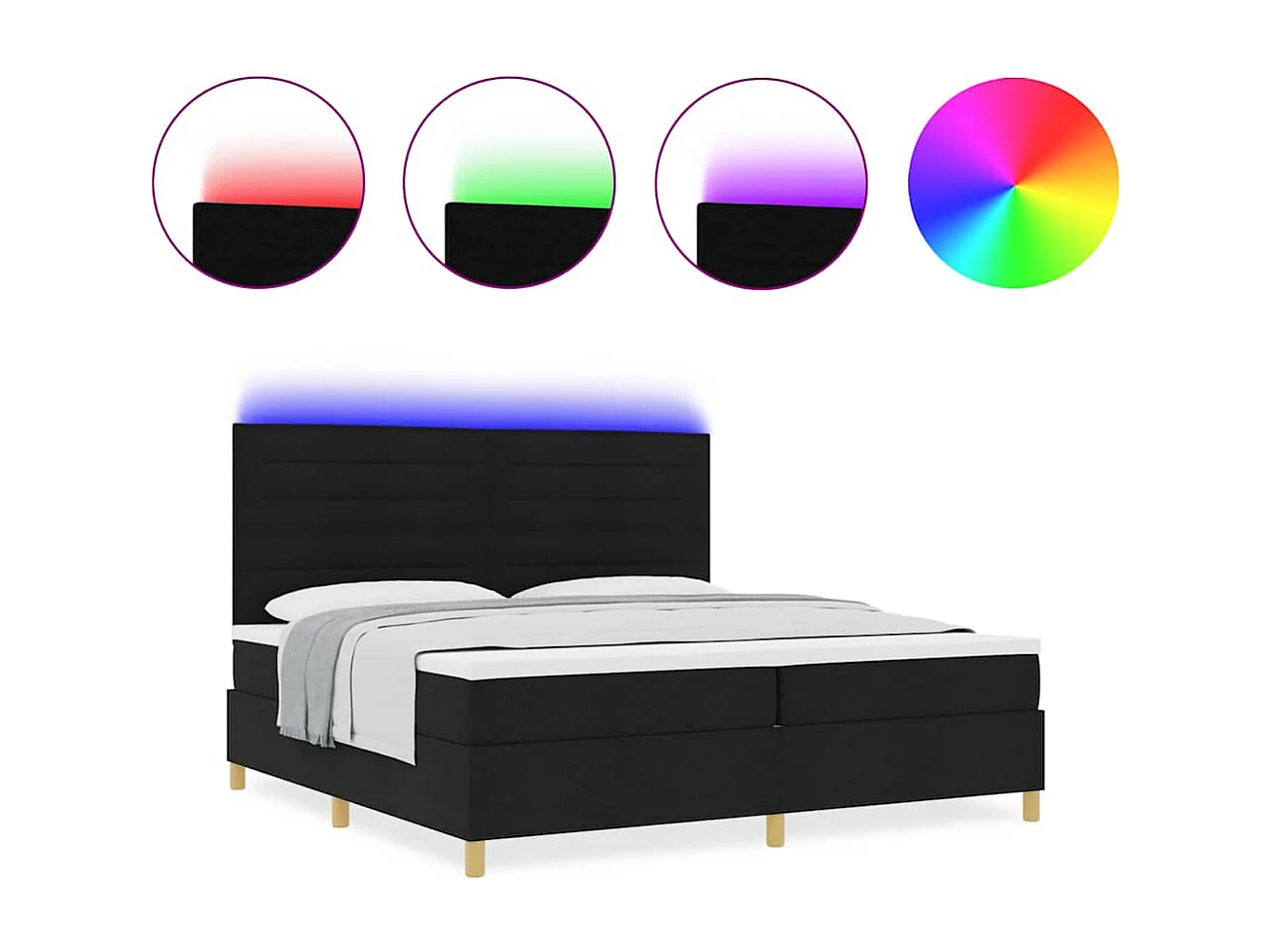 Cadre de lit avec matelas Noir 200 x 200 cm tissu