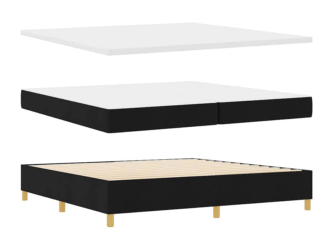 Cadre de lit avec matelas Noir 200 x 200 cm tissu