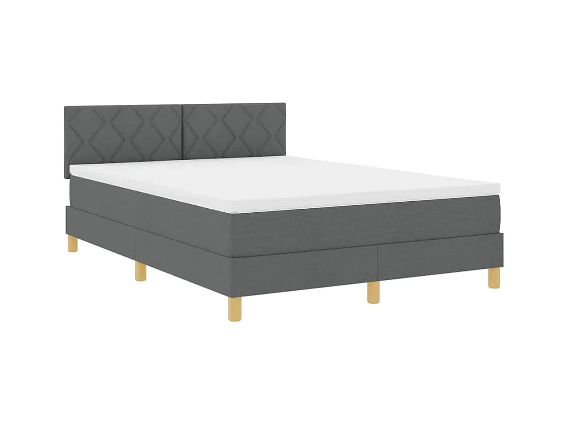 Cadre de lit avec matelas Gris foncé 140 x 190 cm tissu