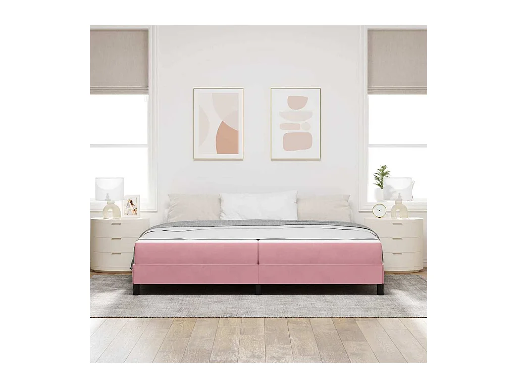 Cadre de lit avec matelas Rose 200 x 200 cm Velours