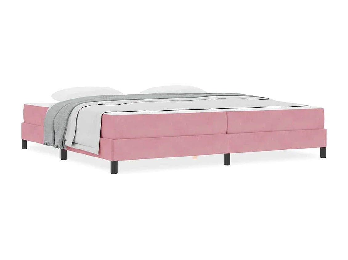 Cama box spring con colchón Rosa 200 x 200 cm Terciopelo