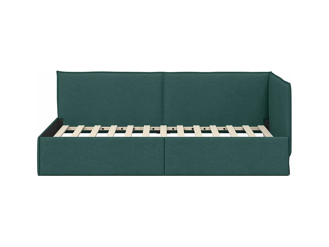 Cadre de lit d'angle Vert foncé 90 x 200 cm tissu