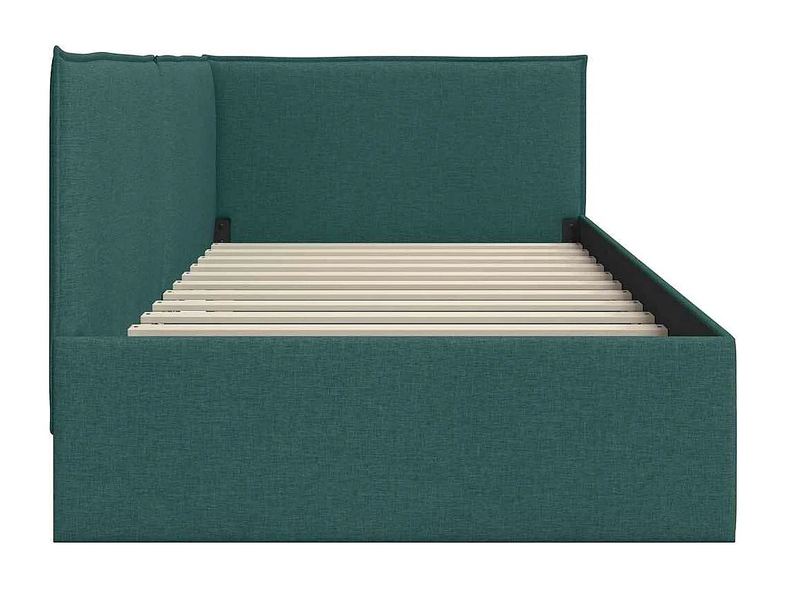 Cadre de lit d'angle Vert foncé 90 x 200 cm tissu