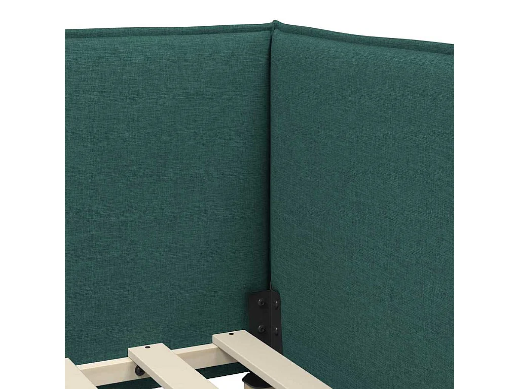 Cadre de lit d'angle Vert foncé 90 x 200 cm tissu