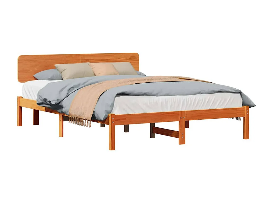 Estructura de cama con cabecera Marrón cera 150 x 200 cm