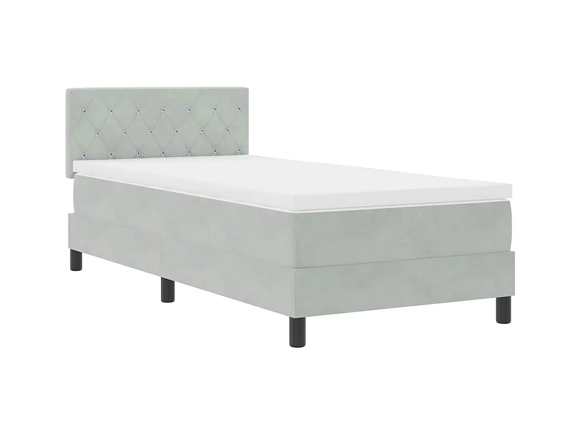 Cama Box Spring com Colchão Cinzento-claro 90 x 190 cm tecido