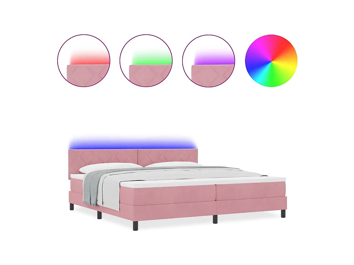 Cadre de lit avec matelas Rose 200 x 200 cm Velours