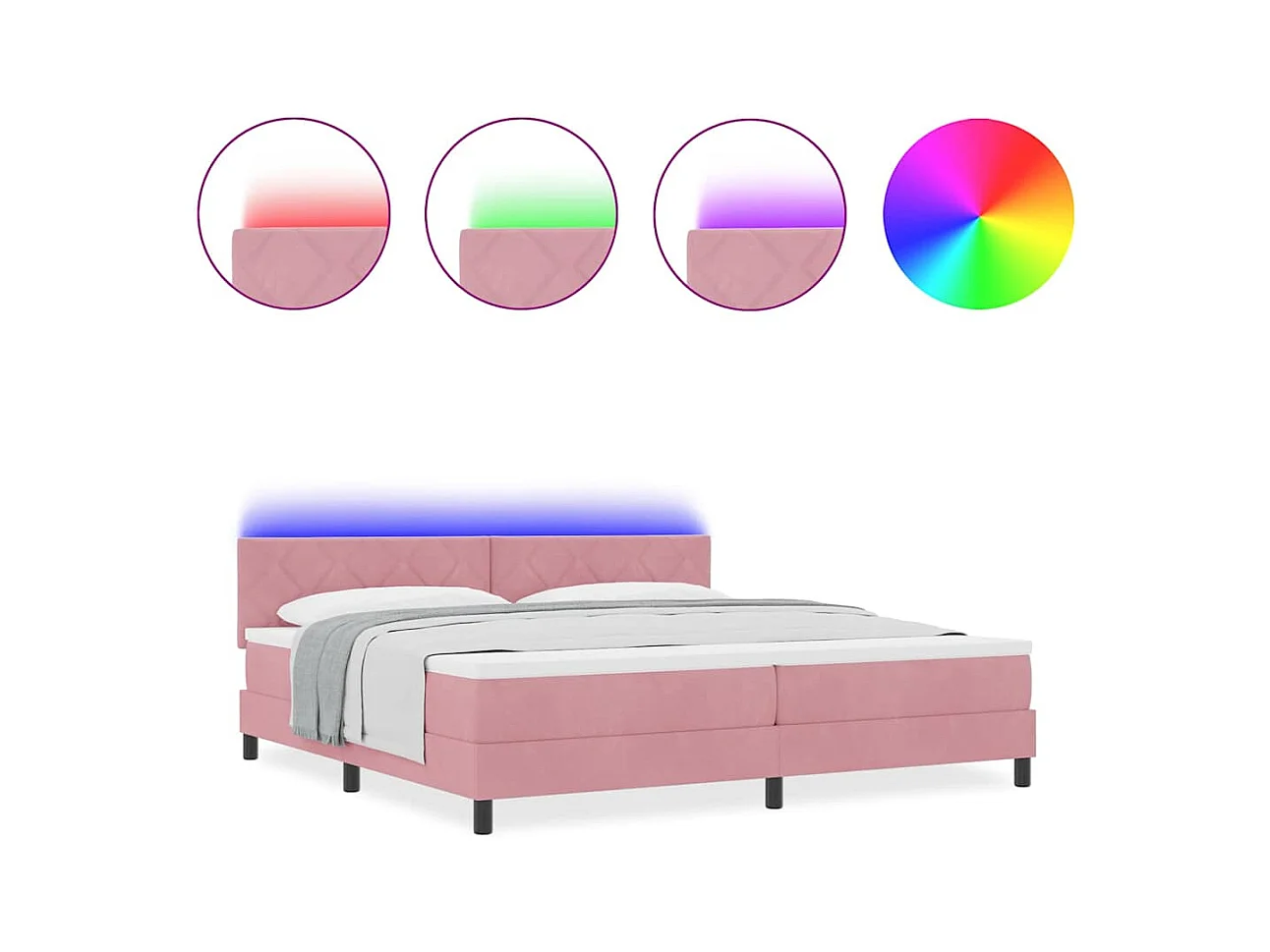 Cadre de lit avec matelas Rose 200 x 200 cm Velours