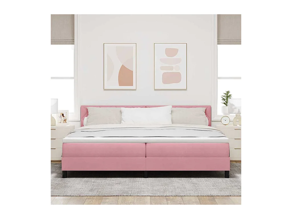 Cadre de lit avec matelas Rose 200 x 200 cm Velours