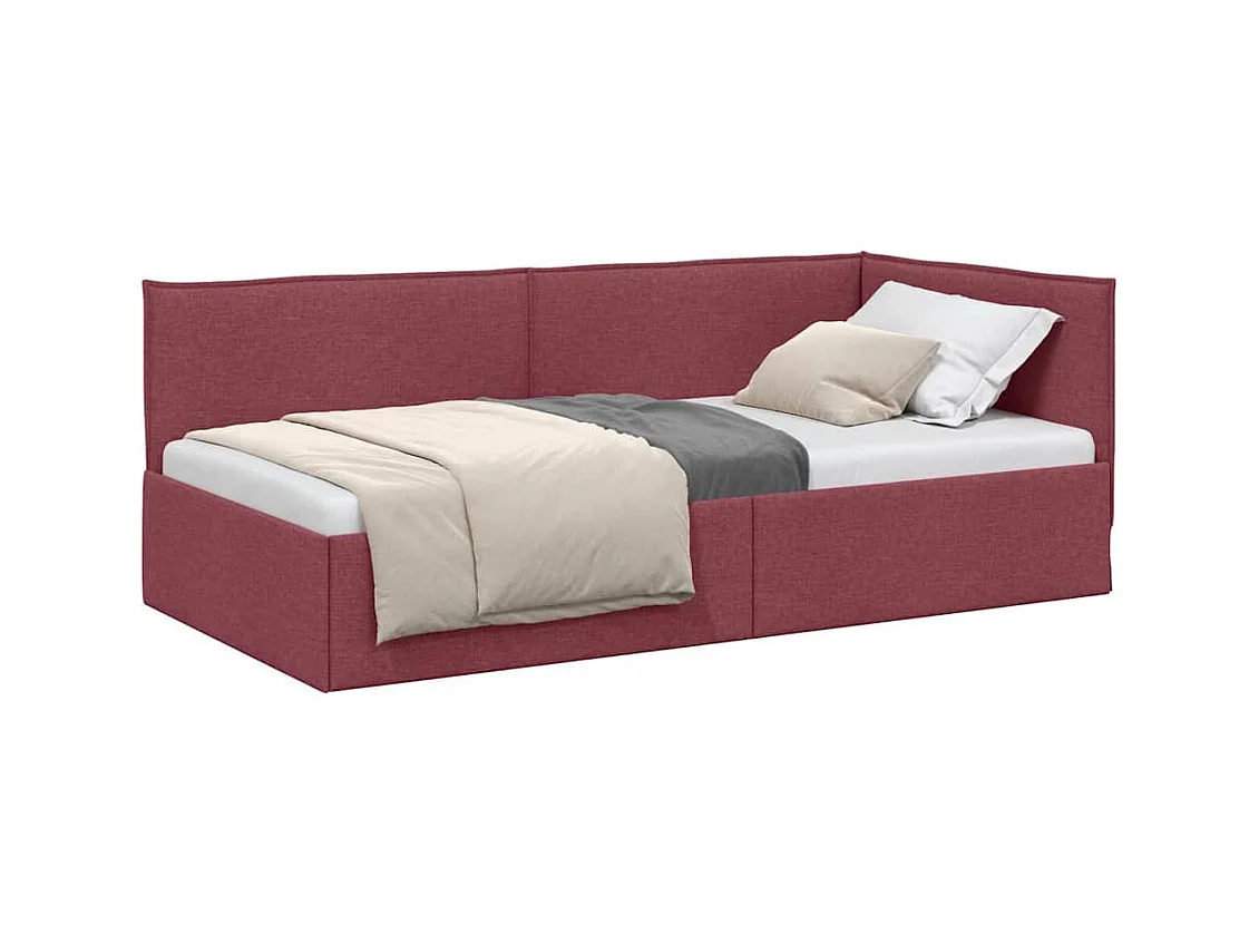 Cadre de lit d'angle Rouge bordeaux 80 x 200 cm tissu