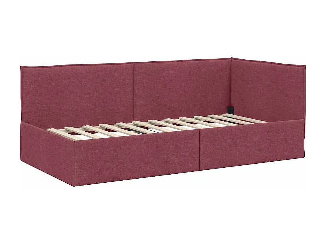 Cadre de lit d'angle Rouge bordeaux 80 x 200 cm tissu