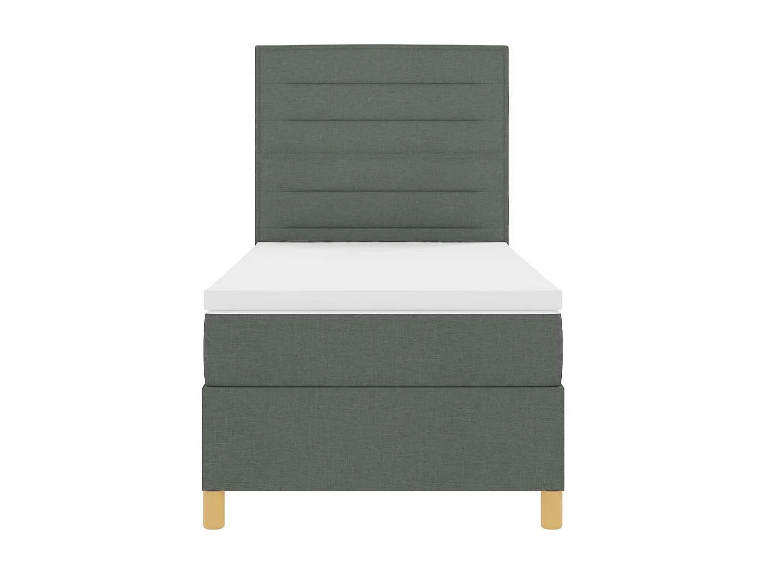 Cadre de lit avec matelas Gris foncé 90 x 200 cm tissu