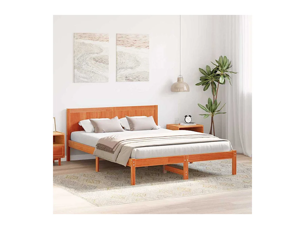 Estrutura da Cama Castanho 140 x 200 cm Madeira de pinho maciça