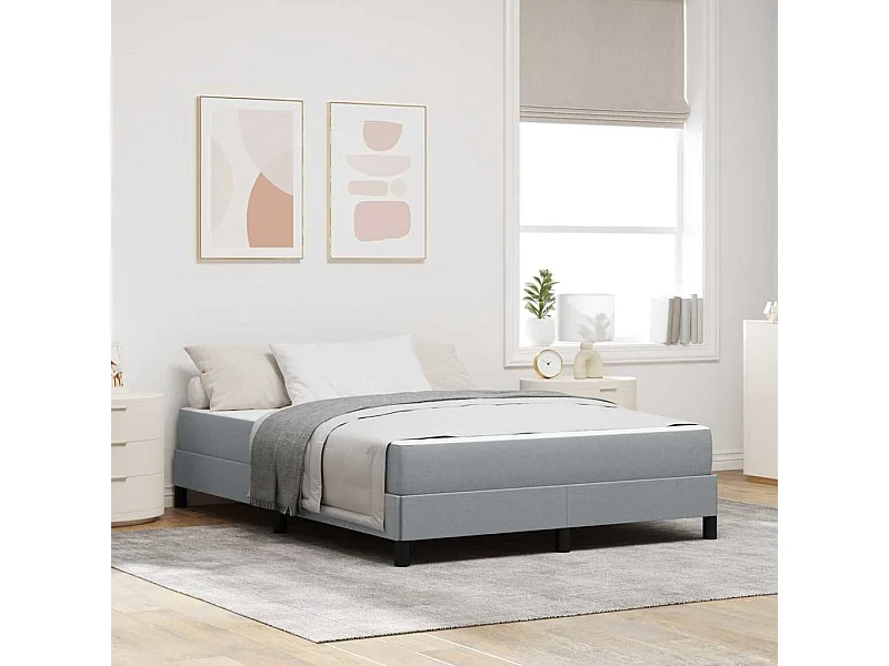 Cama tipo Box Spring con colchón Gris claro 160 x 200 cm tela