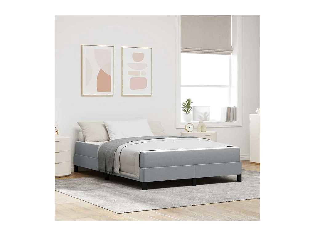 Cama tipo Box Spring con colchón Gris claro 160 x 200 cm tela