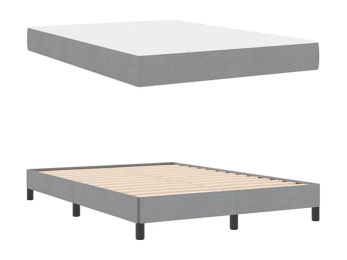 Cama Box com colchão Cinzento-claro 160 x 200 cm tecido