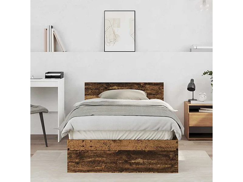 Estructura de Cama con Respaldo Madera Vieja 100 x 200 cm