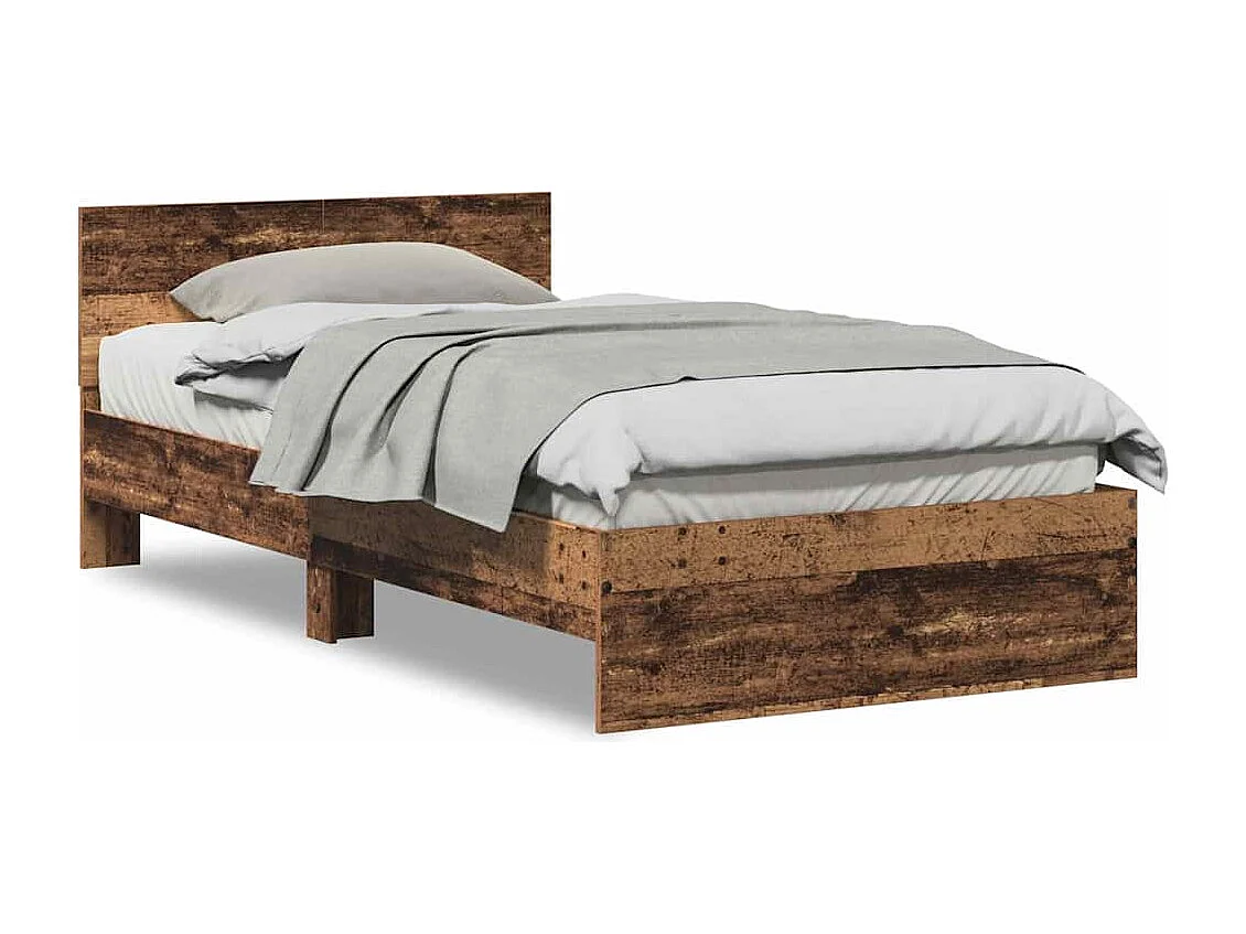 Bedframe met Hoofdbord Oud Hout 100 x 200 cm Bewerkt hout