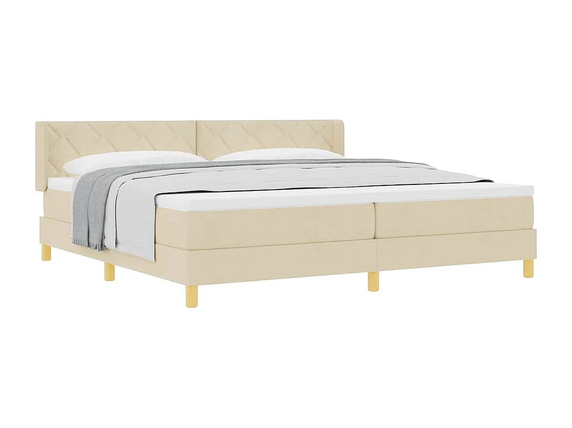 Cadre de lit avec matelas Crème 200 x 200 cm tissu