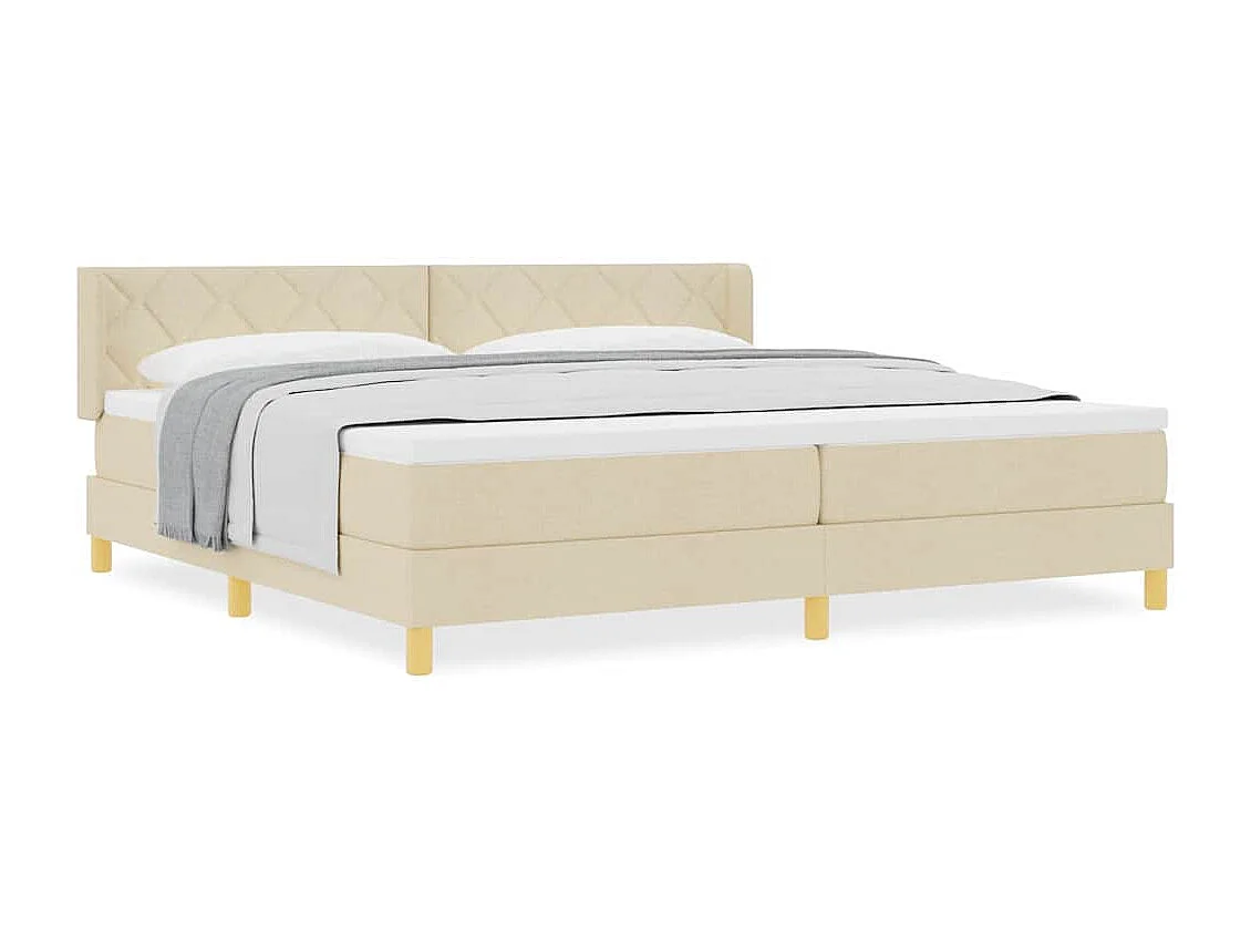 Cadre de lit avec matelas Crème 200 x 200 cm tissu