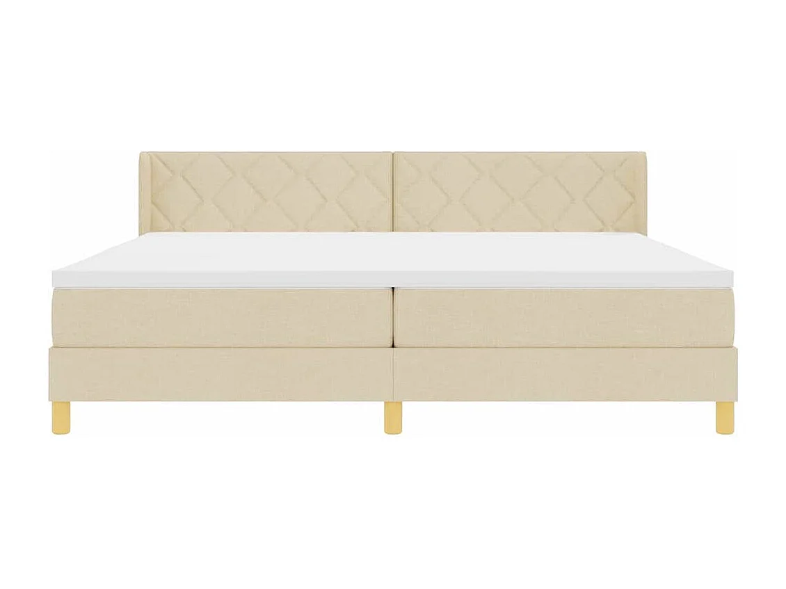 Cadre de lit avec matelas Crème 200 x 200 cm tissu