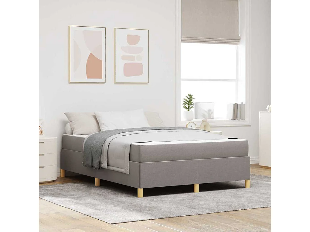 Cama Box com colchão Taupe e Branco 140 x 190 cm tecido