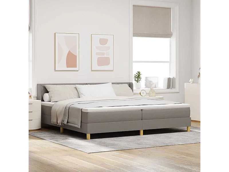 Cadre de lit avec matelas Taupe 200 x 200 cm tissu