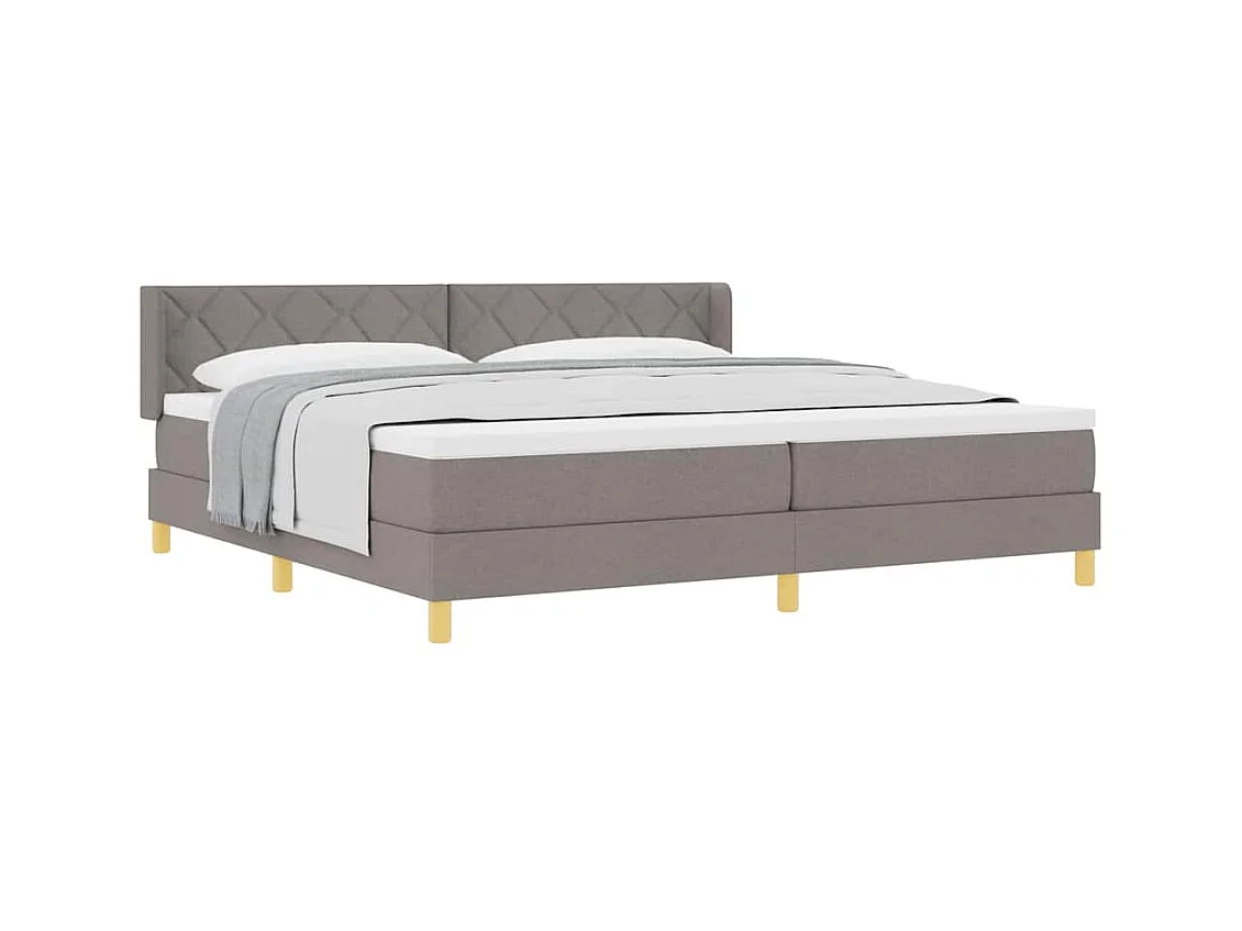 Cadre de lit avec matelas Taupe 200 x 200 cm tissu