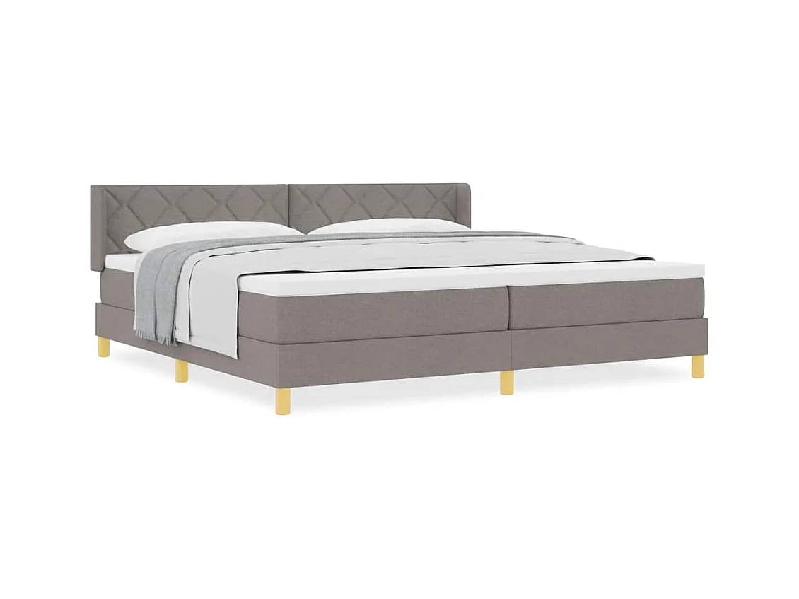 Cadre de lit avec matelas Taupe 200 x 200 cm tissu