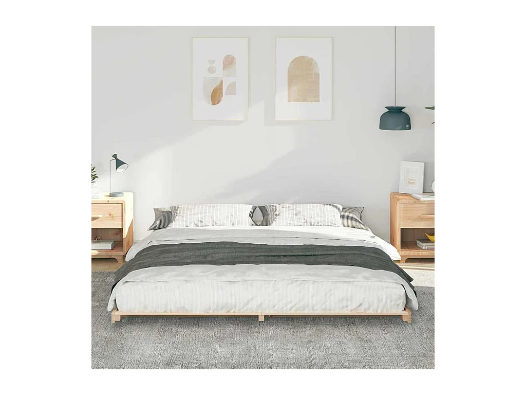 Estructura de cama Marrón 200 x 210 cm Madera maciza de pino