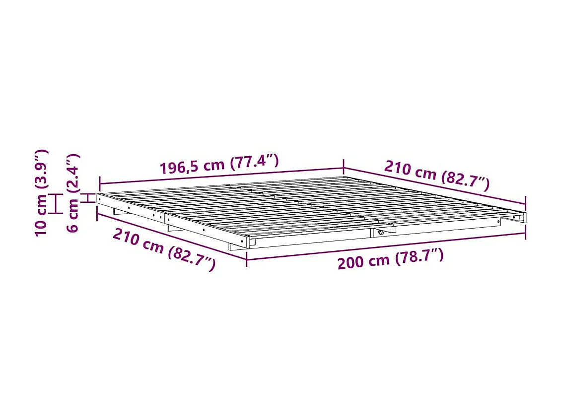 Estrutura de cama de chão Castanho 200 x 210 cm