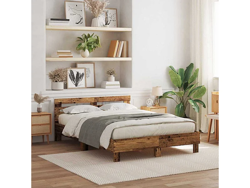 Estrutura da Cama com cabeceira Madeira antiga 140 x 190 cm