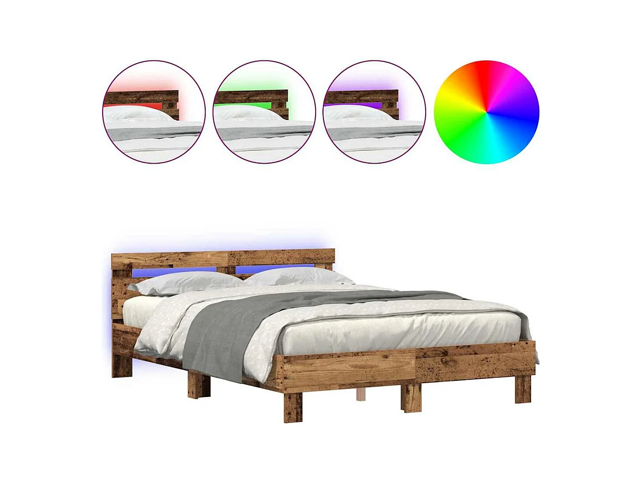 Cadre de lit Bois ancien 140 x 190 cm Bois d'ingénierie