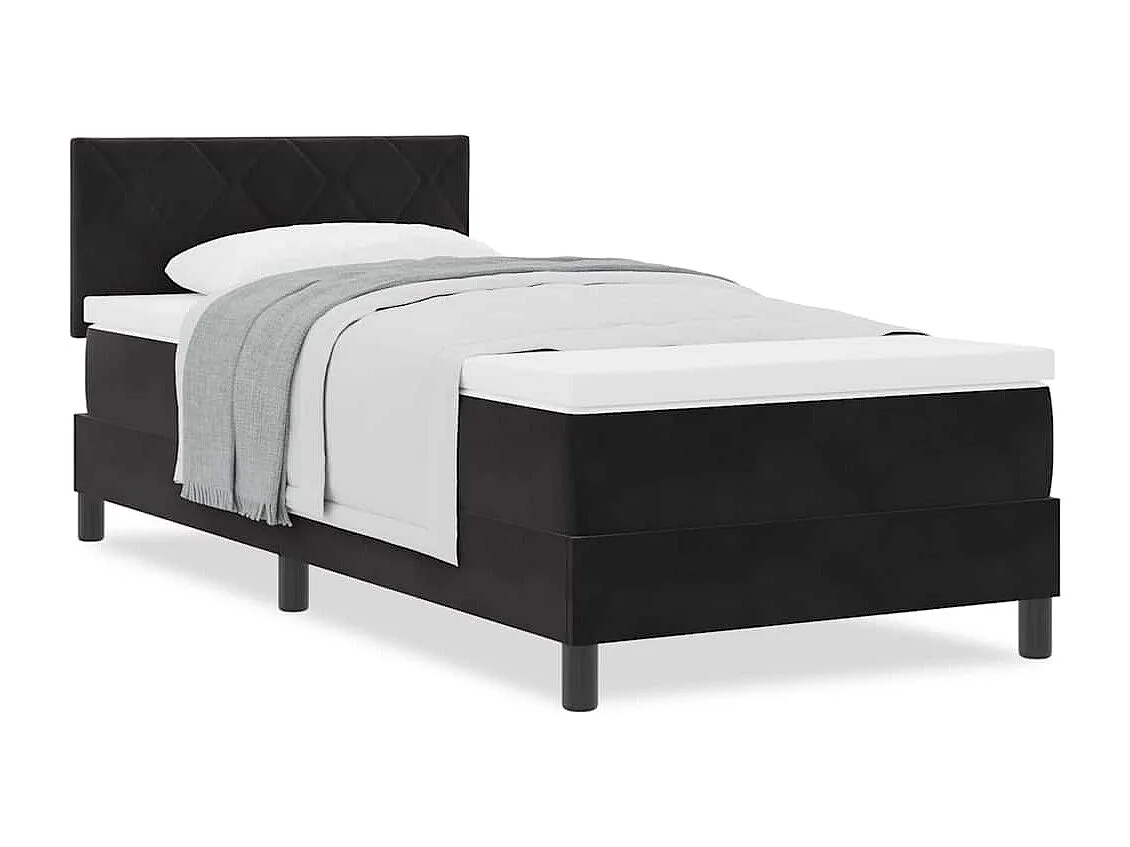 Cadre de lit avec matelas Noir 100 x 200 cm tissu
