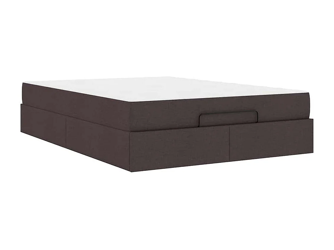 Cadre de lit avec matelas Marron foncé 140 x 200 cm tissu