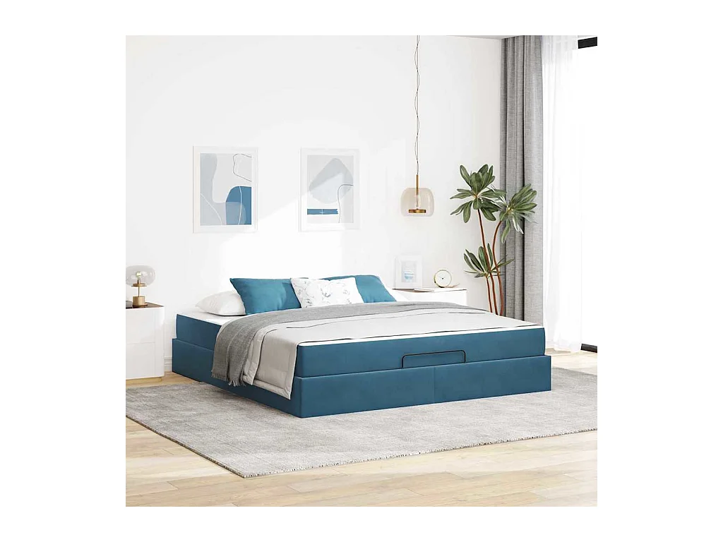 Cadre de lit Bleu 180 x 200 cm Velours