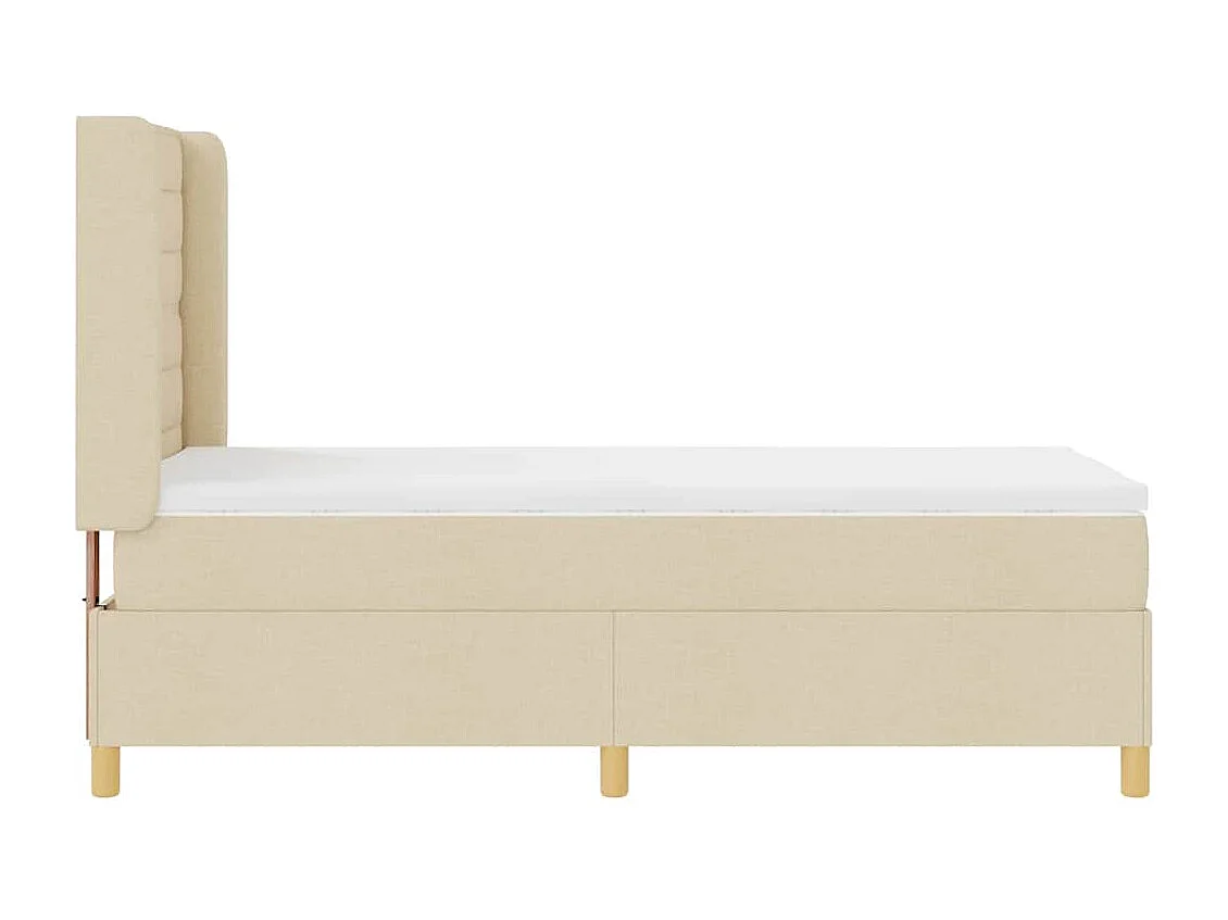 Cadre de lit avec matelas Crème 100 x 200 cm tissu