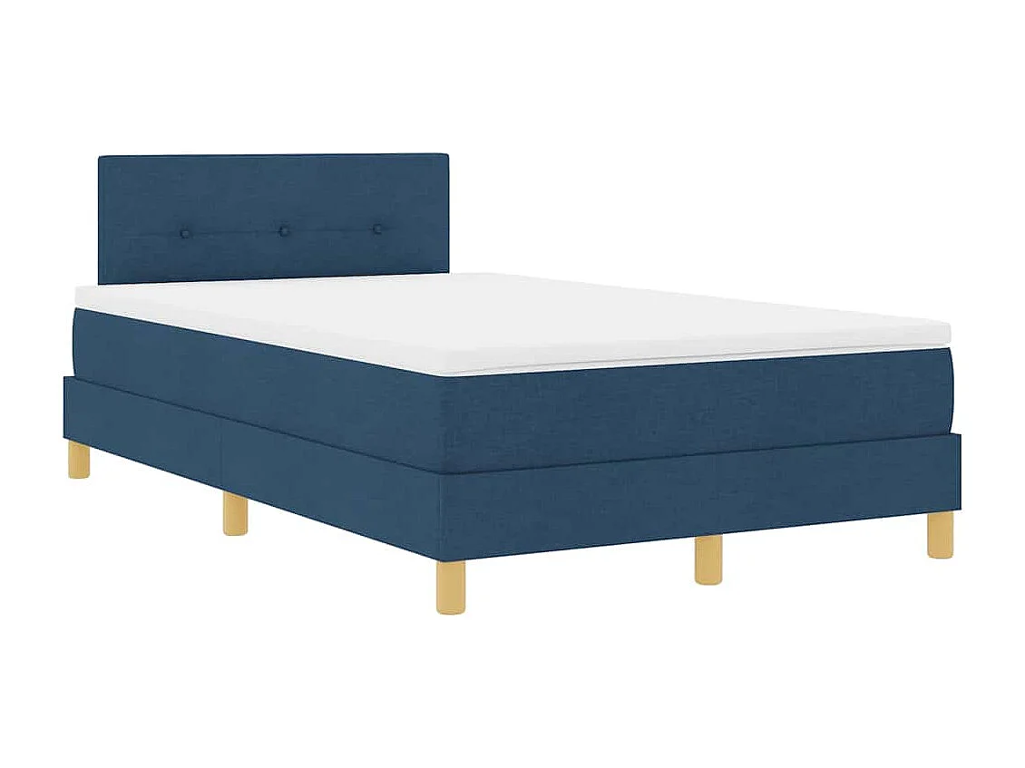 Cadre de lit avec matelas Bleu 120 x 190 cm tissu