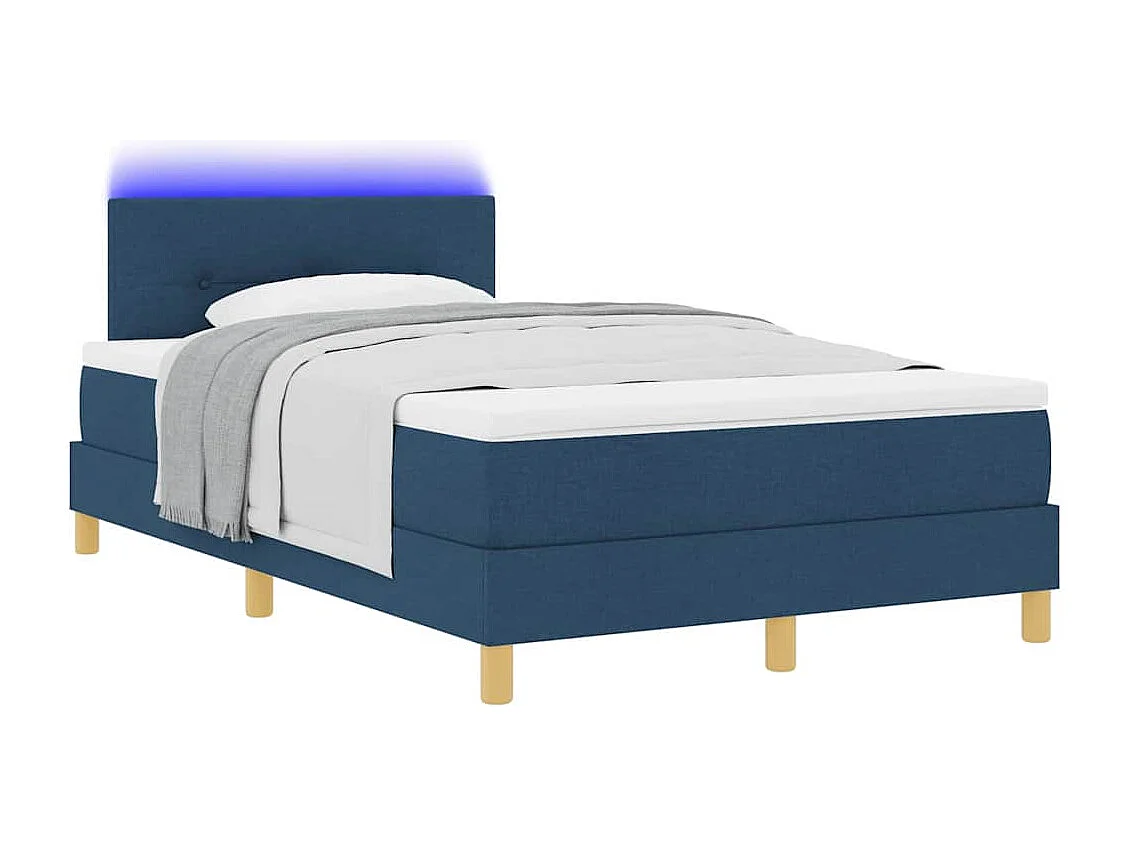 Cadre de lit avec matelas Bleu 120 x 190 cm tissu