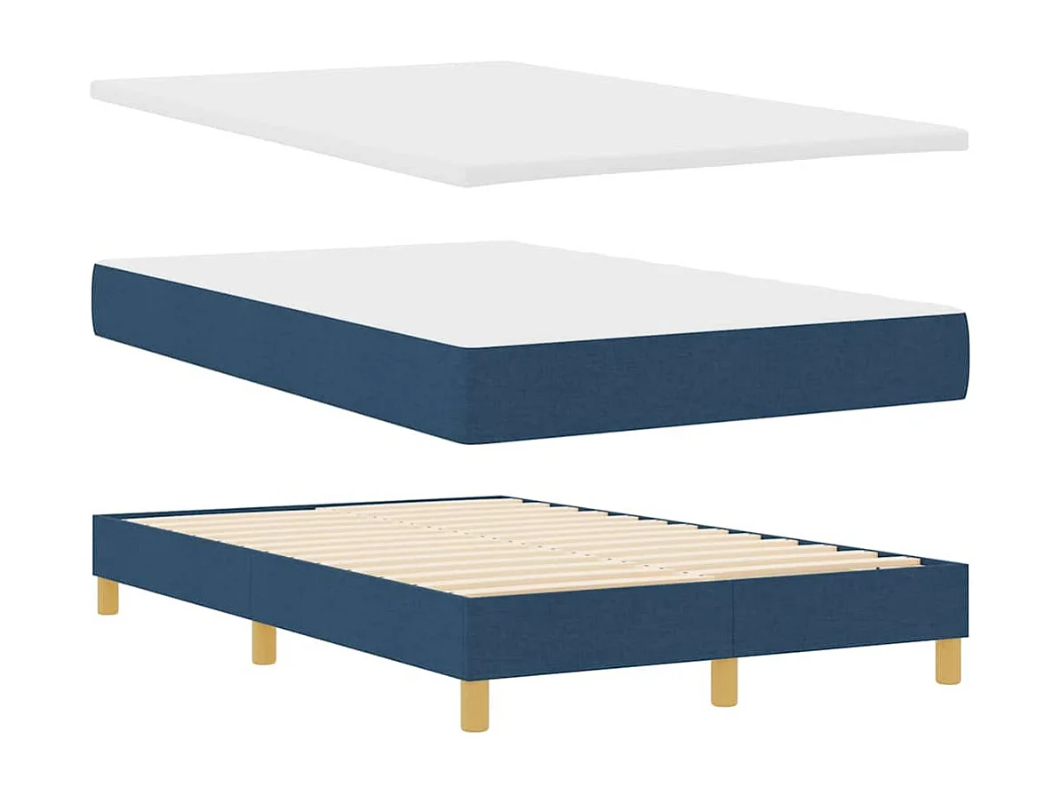 Cadre de lit avec matelas Bleu 120 x 190 cm tissu