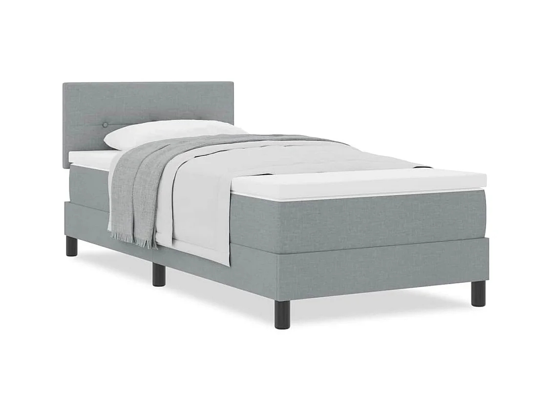 Cadre de lit avec matelas Gris clair 90 x 200 cm tissu