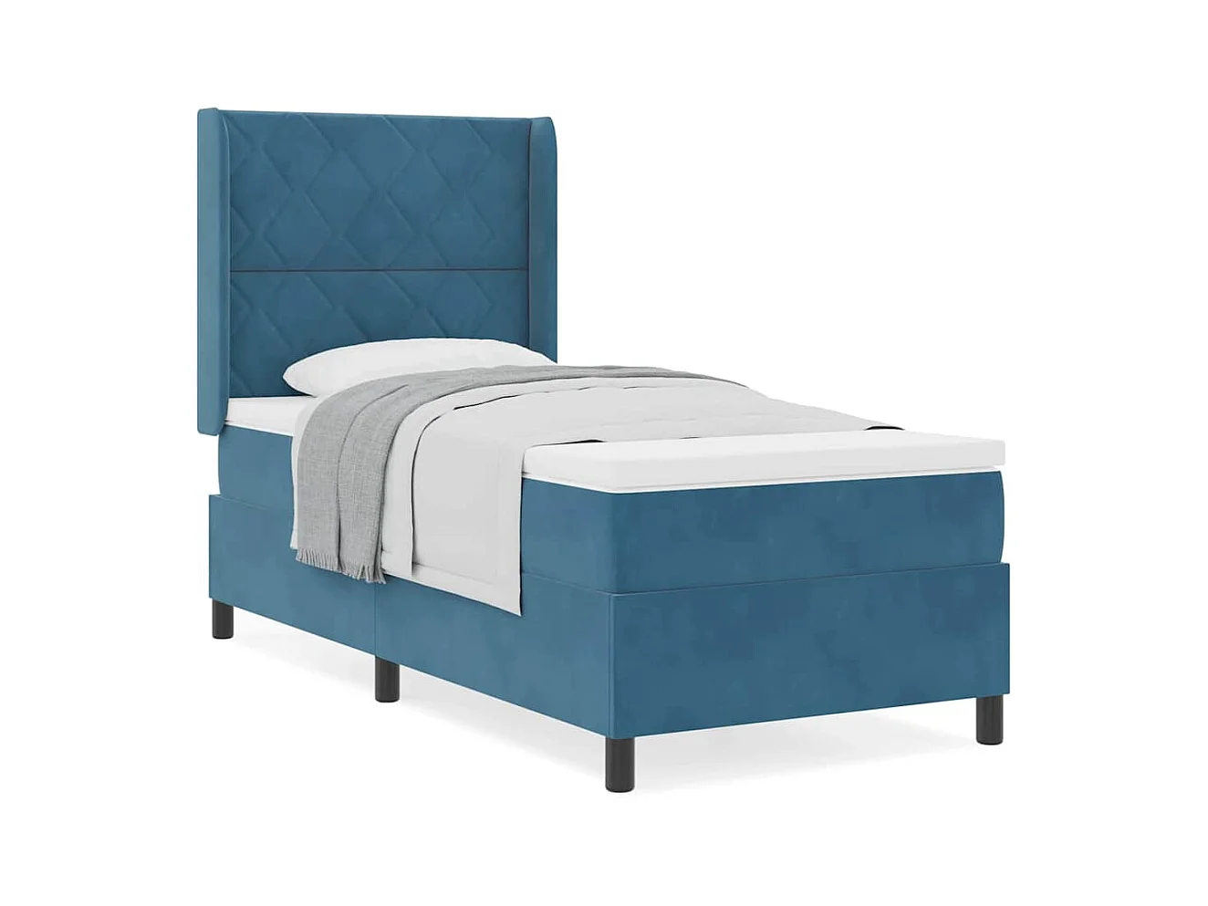 Cadre de lit avec tête de lit Bleu 90 x 200 cm Velours