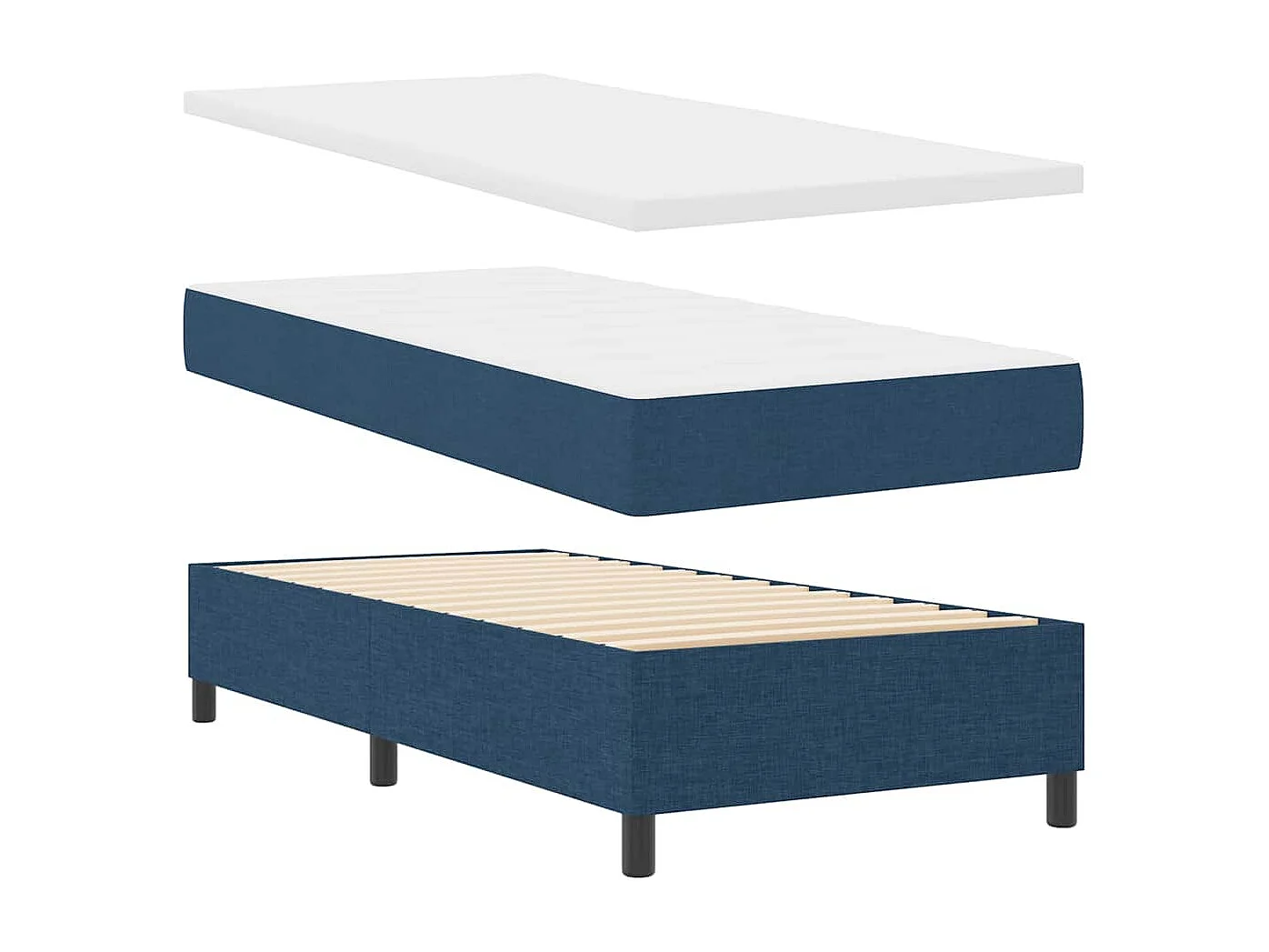 Boxspring bed met matras met hoofdeinde Blauw 100 x 200 cm Stof