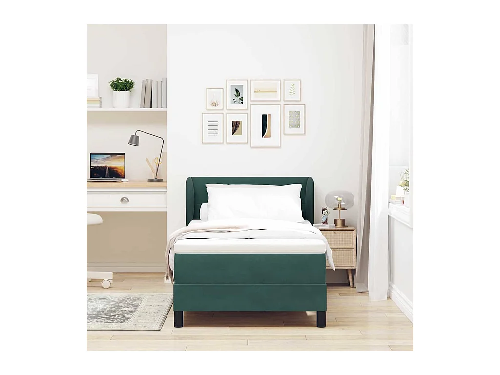 Cama con Somier y Colchón Gris Oscuro 80x200 cm Terciopelo