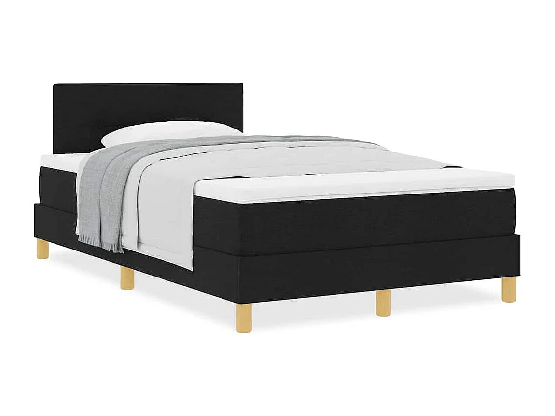 Cadre de lit avec matelas avec matelas Noir 120 x 200 cm tissu