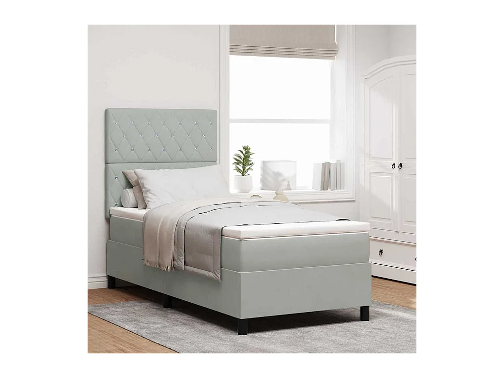 Cadre de lit avec matelas Gris clair 100 x 200 cm Velours