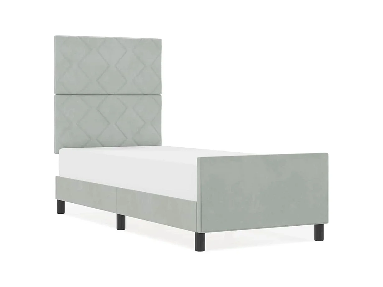 Estrutura da Cama Cinzento-claro 80 x 200 cm Veludo